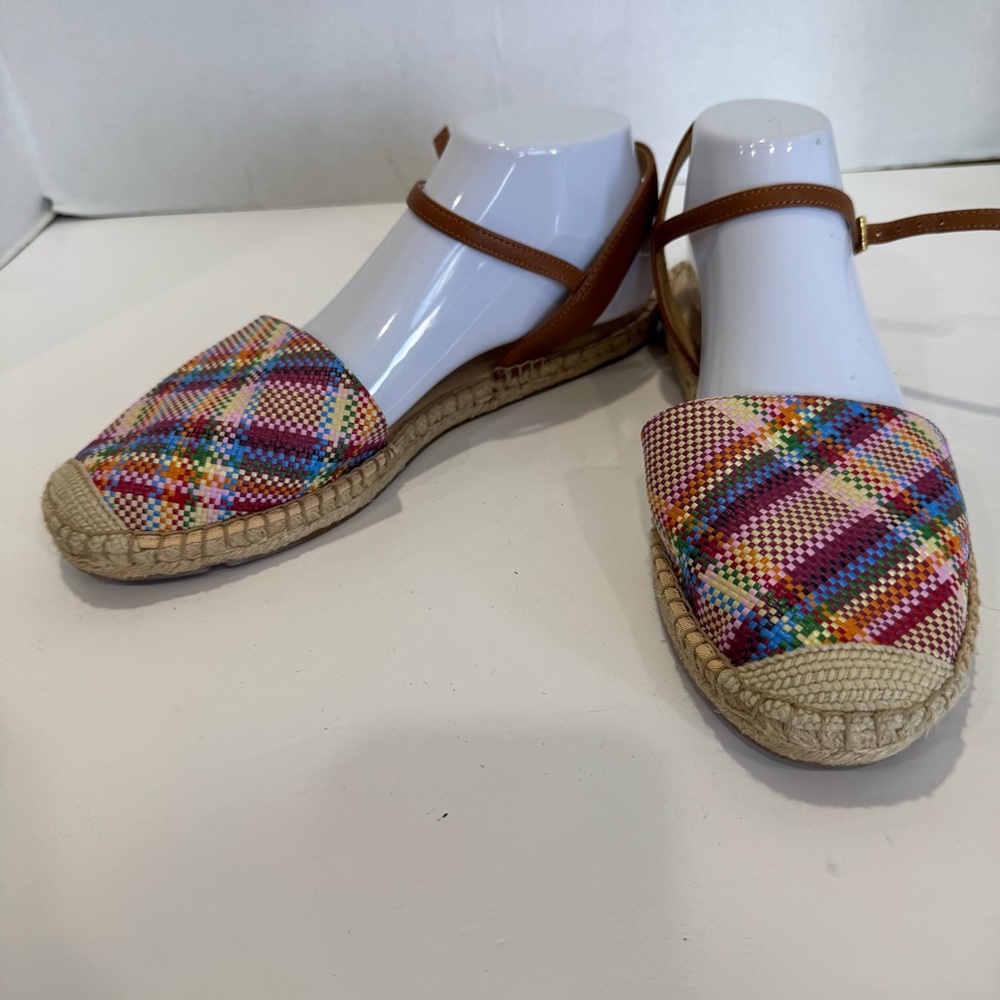 TALBOTS size 10 Izzy Colorful Plaid Espadrille Flats